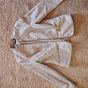 Small Beige Leather Jacket Women's